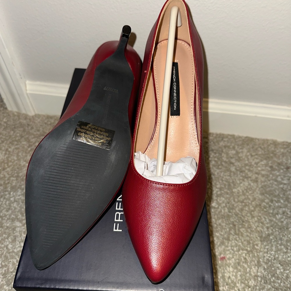 French Connection Women's Red Leather Pumps